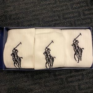 Polo by Ralph Lauren 3 pair gift box white socks